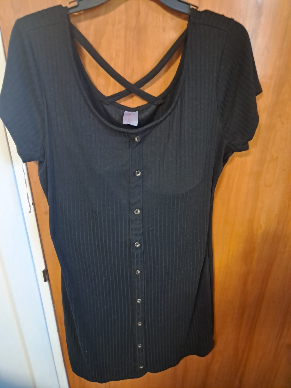 Black Crisscross Button-Front Women’ Dress Size Xxl